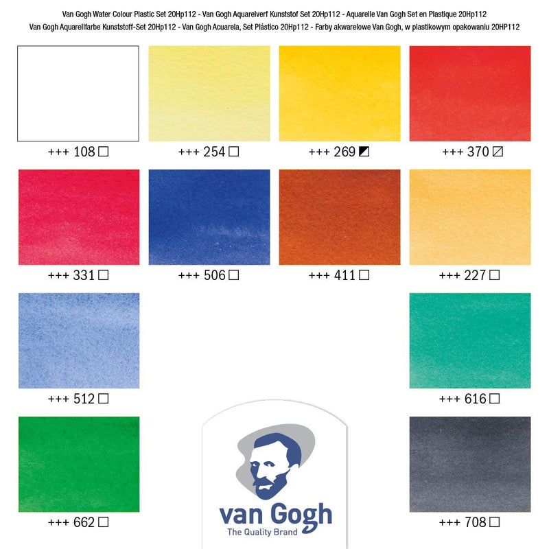 Van Gogh مجموعة ألوان مائية فان جوخ، علبة بلاستيكية، 12x10 مل اختيار عام - Image 3